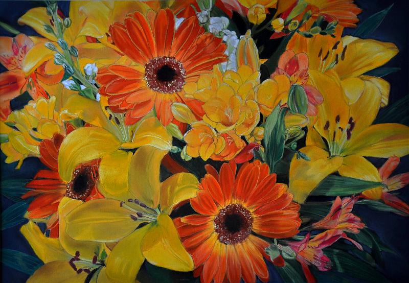 Bouquet orange et jaune.jpg - Pastel   format /size 50x70